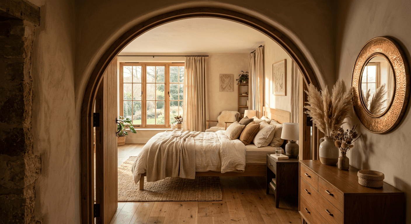 Slaapkamer door boogvormige doorgang